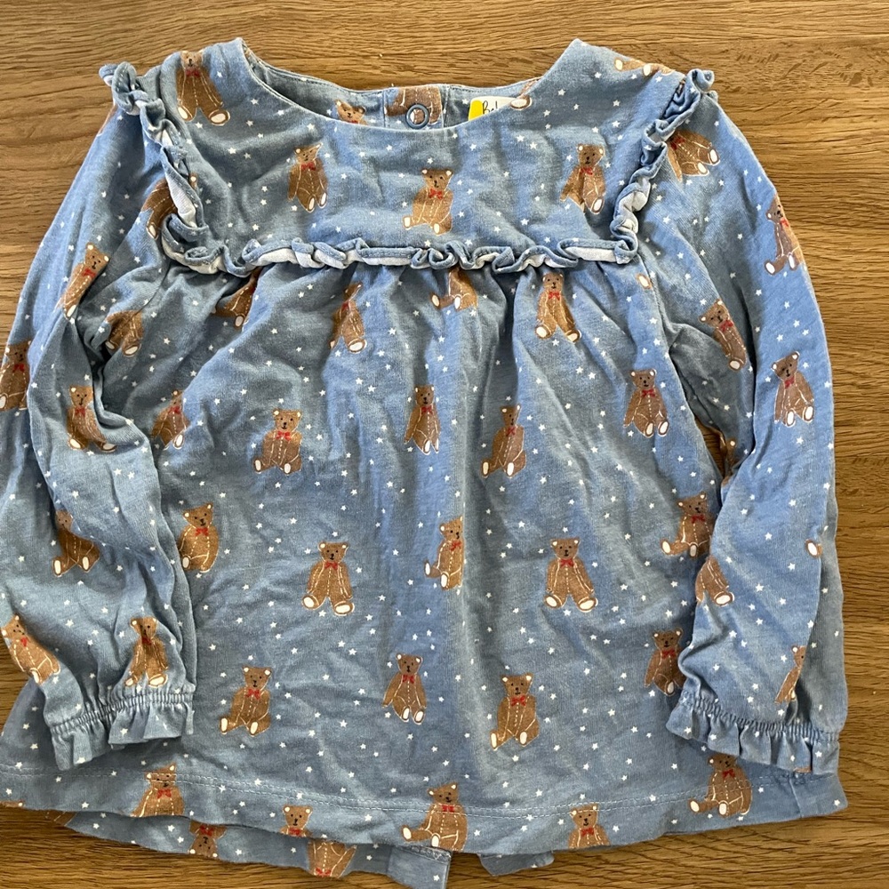 Mini Baby Boden Teddy Bear Ruffle Top